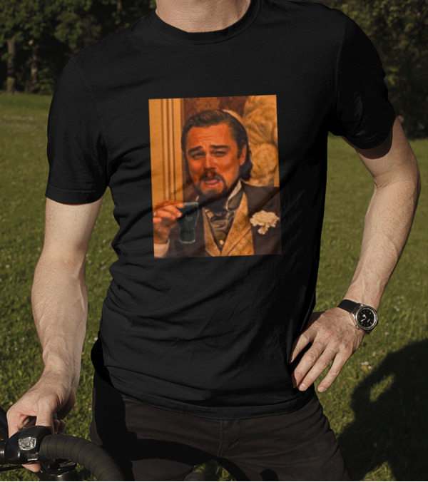 Django Rat Leonardo Laughing Actor Scene With Glass T-Shirt