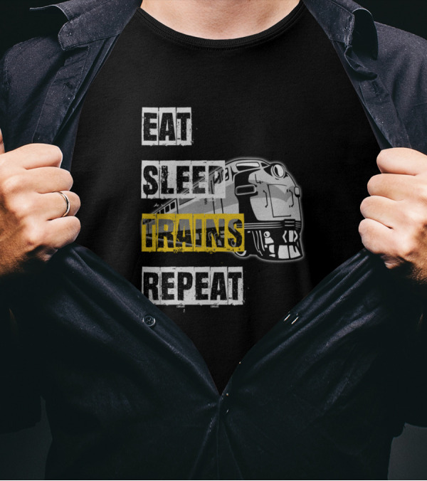 Eat Sleep Trains Repeat Model Railroading Rail T-Shirt