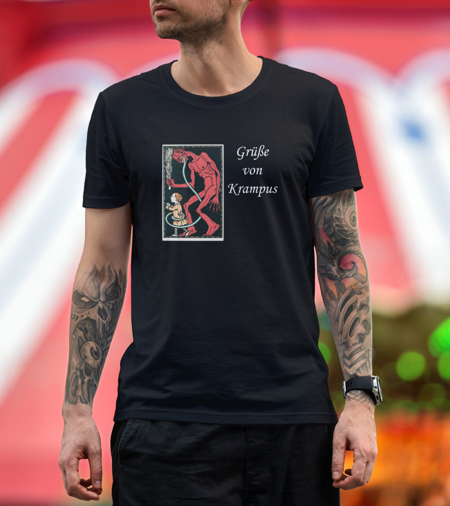 Grüße von Krampus Vintage Holiday Mythology Card T-Shirt