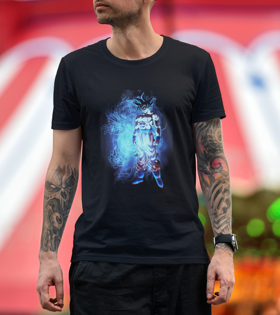 Ultra Instinct Saiyan with Blue Aura Dragon T-Shirt