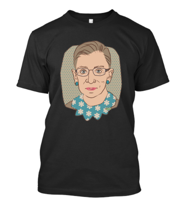 Ruth Bader Ginsburg Iconic Portrait With Floral Collar T-Shirt