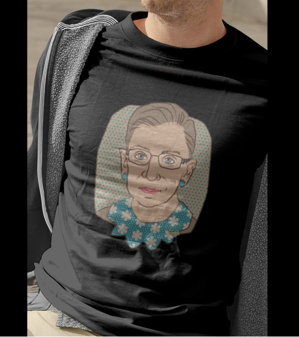 Ruth Bader Ginsburg Iconic Portrait With Floral Collar T-Shirt