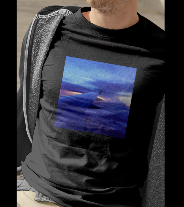 Sky View From Airplane Wing Over Sunset Clouds T-Shirt