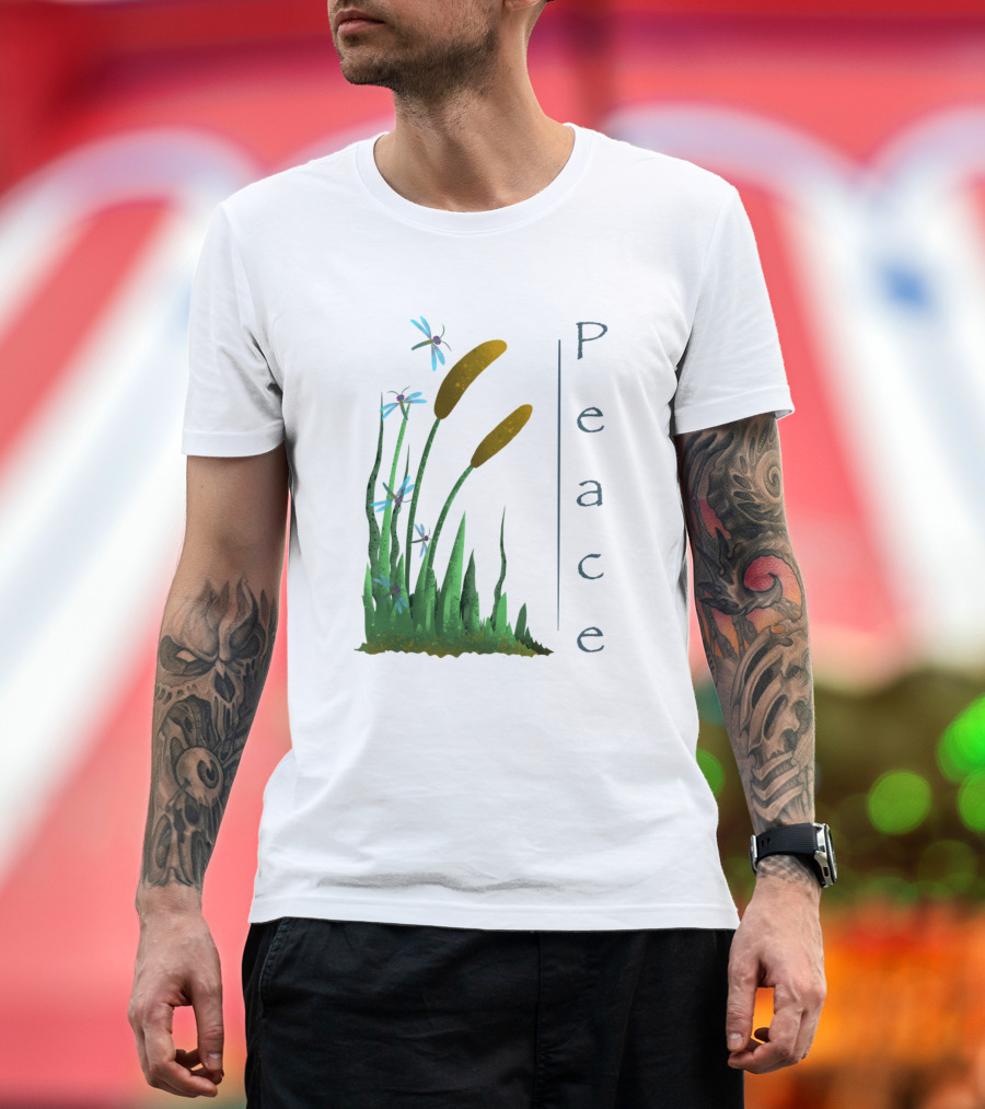 Peaceful Cattails And Dragonflies T-Shirt