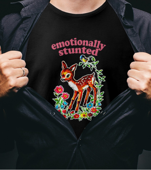 Emotionally Stunted With Bambi And Flowers T-Shirt