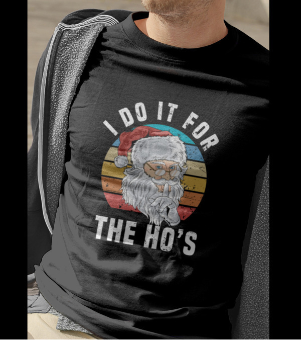 I Do It For The Hos Santa With Vintage Hipster T-Shirt