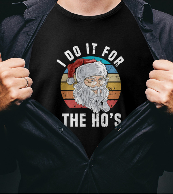 I Do It For The Hos Santa With Vintage Hipster T-Shirt