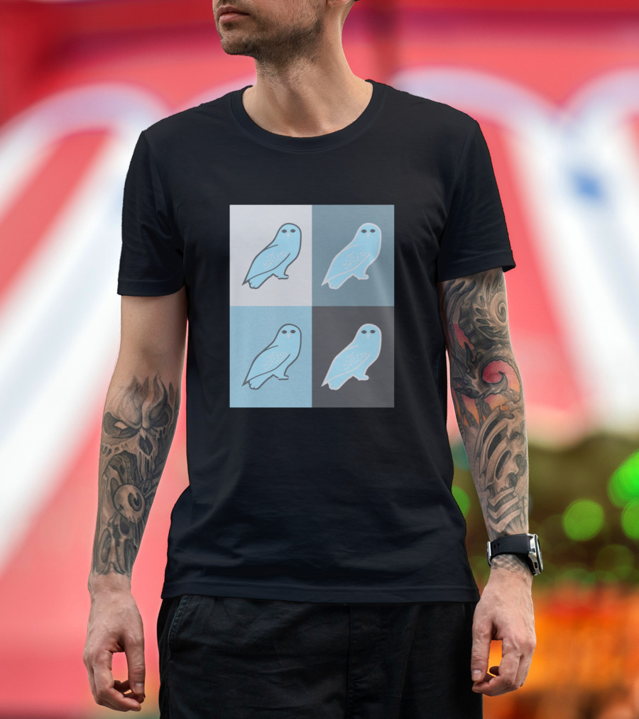 4 Owls Mono Graphic Blue Quad Owl T-Shirt