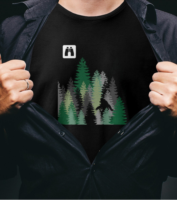 I'd Rather Be Squatchin Bigfoot In Forest With Binoculars T-Shirt