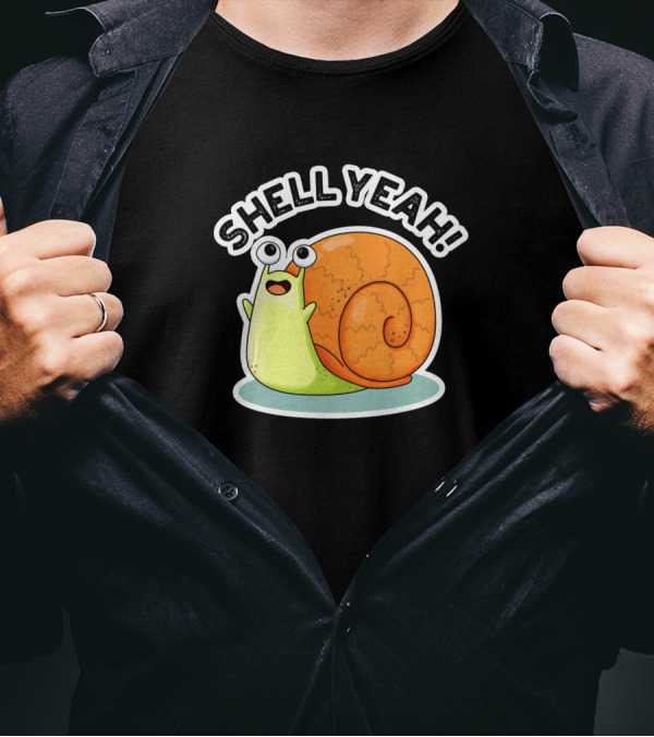 SHELL YEAH Cute Snail Pun Orange Shell T-Shirt