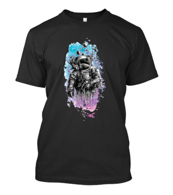 Ghostly Astronaut In An Unknown World Psychedelic Cosmic Drip T-Shirt
