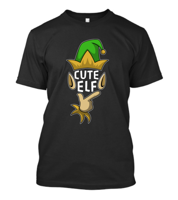Cute Elf Green Hat And Yellow Jester Elements T-Shirt
