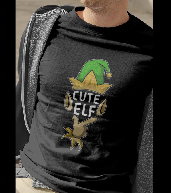 Cute Elf Green Hat And Yellow Jester Elements T-Shirt