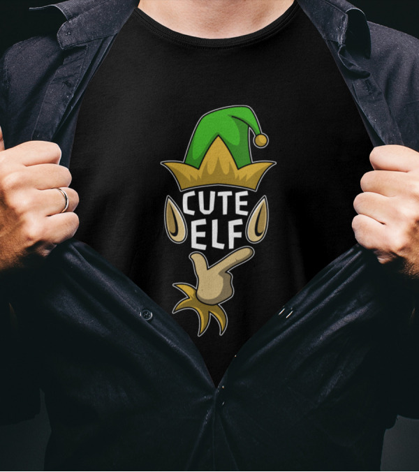 Cute Elf Green Hat And Yellow Jester Elements T-Shirt