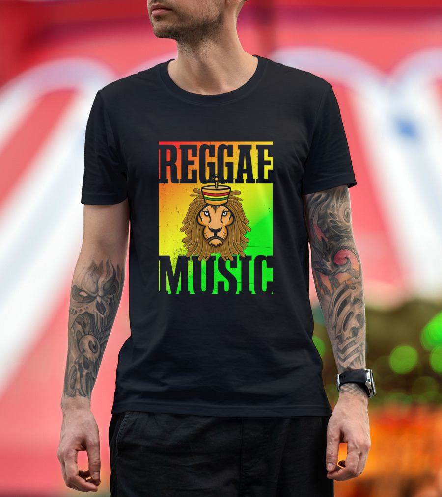 Reggae Music Lion of Judah with Rastafarian Colors T-Shirt