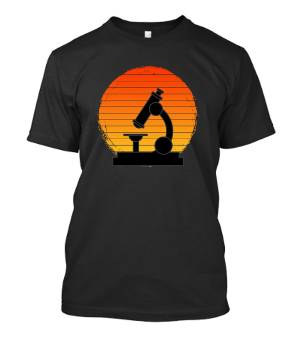 Retro Sunset Microscope Rugged Edges Vintage Science T-Shirt