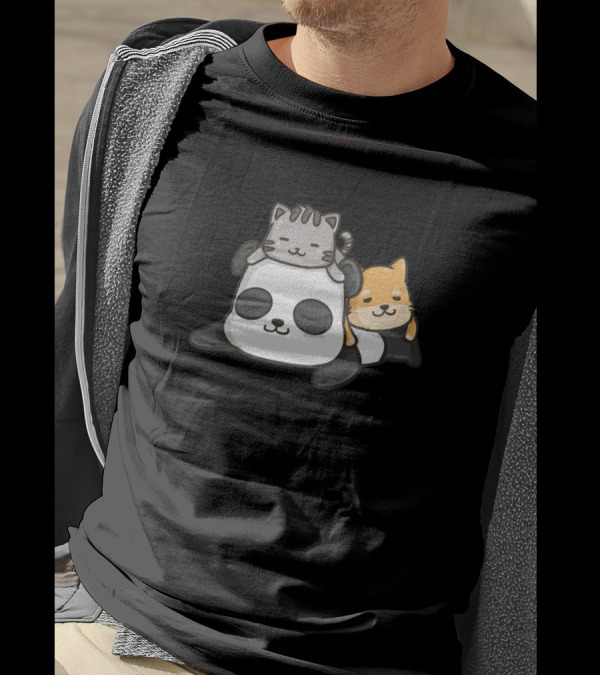 Cute Lazy Panda Kitty Shiba Nap T-Shirt