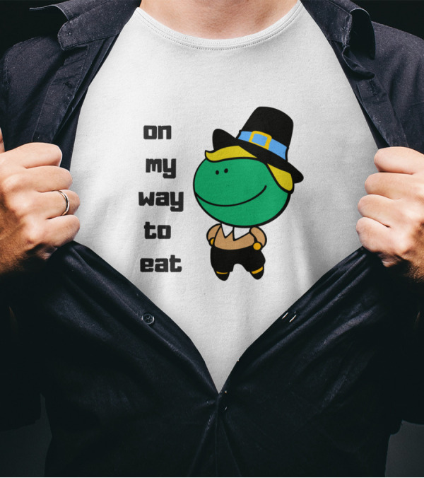 On My Way To Eat Thanksgiving Pilgrim Mashup T-Shirt