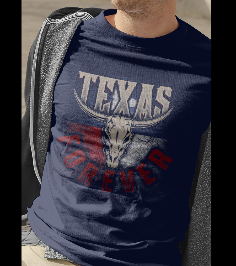 Texas Forever Longhorn Skull State Pride T-Shirt