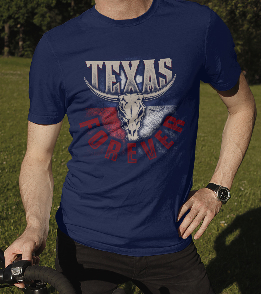 Texas Forever Longhorn Skull State Pride T-Shirt