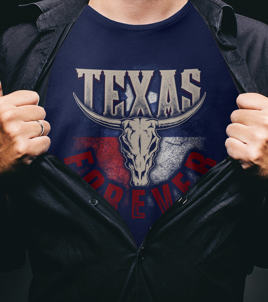 Texas Forever Longhorn Skull State Pride T-Shirt