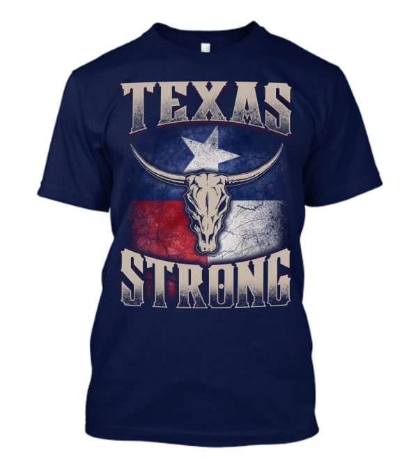 Texas Strong Longhorn Skull With Texas Flag T-Shirt
