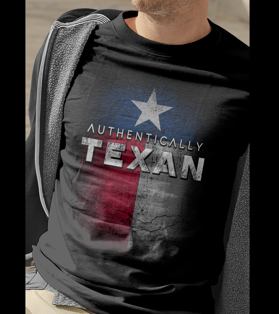 Authentically Texan Lone Star Flag Style T-Shirt