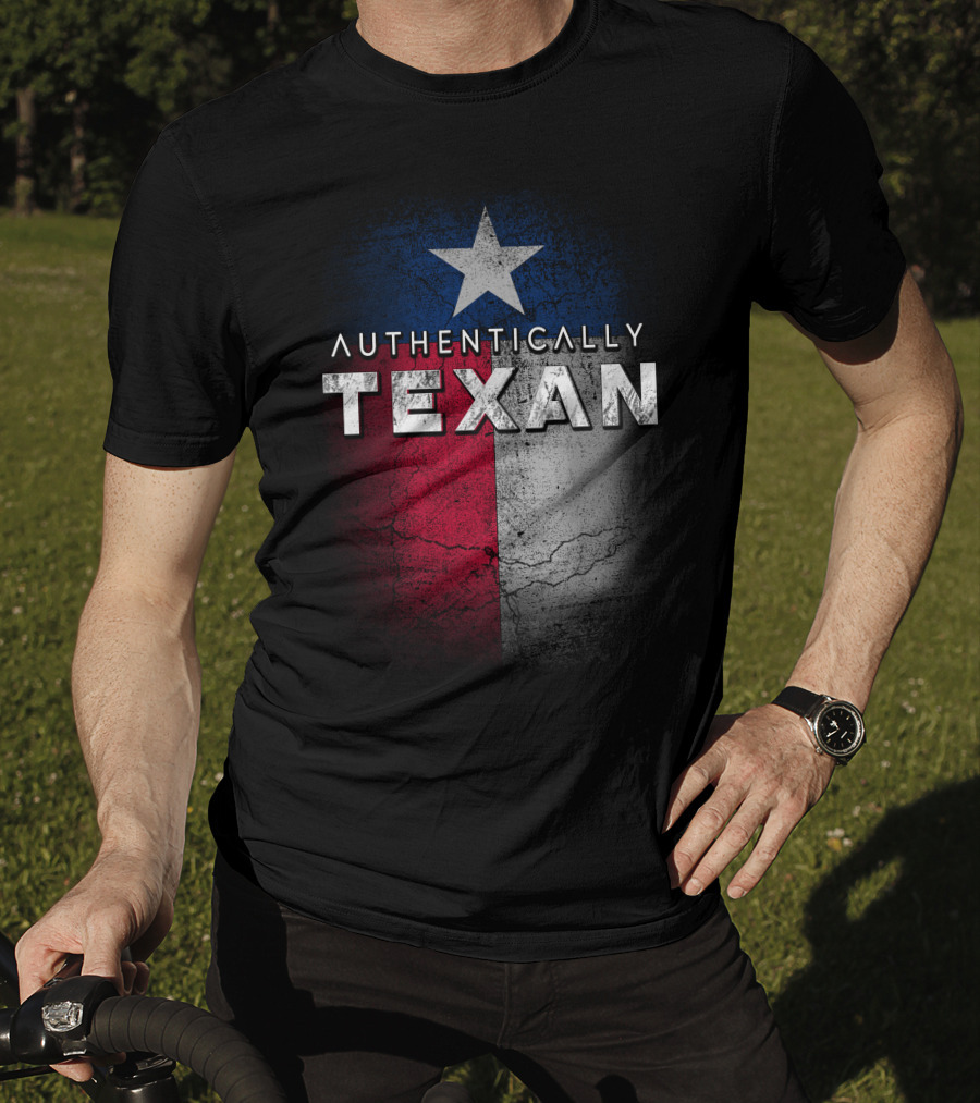 Authentically Texan Lone Star Flag Style T-Shirt
