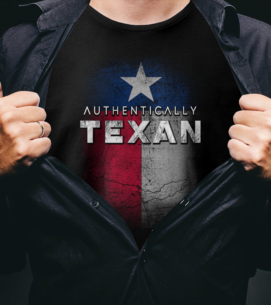 Authentically Texan Lone Star Flag Style T-Shirt