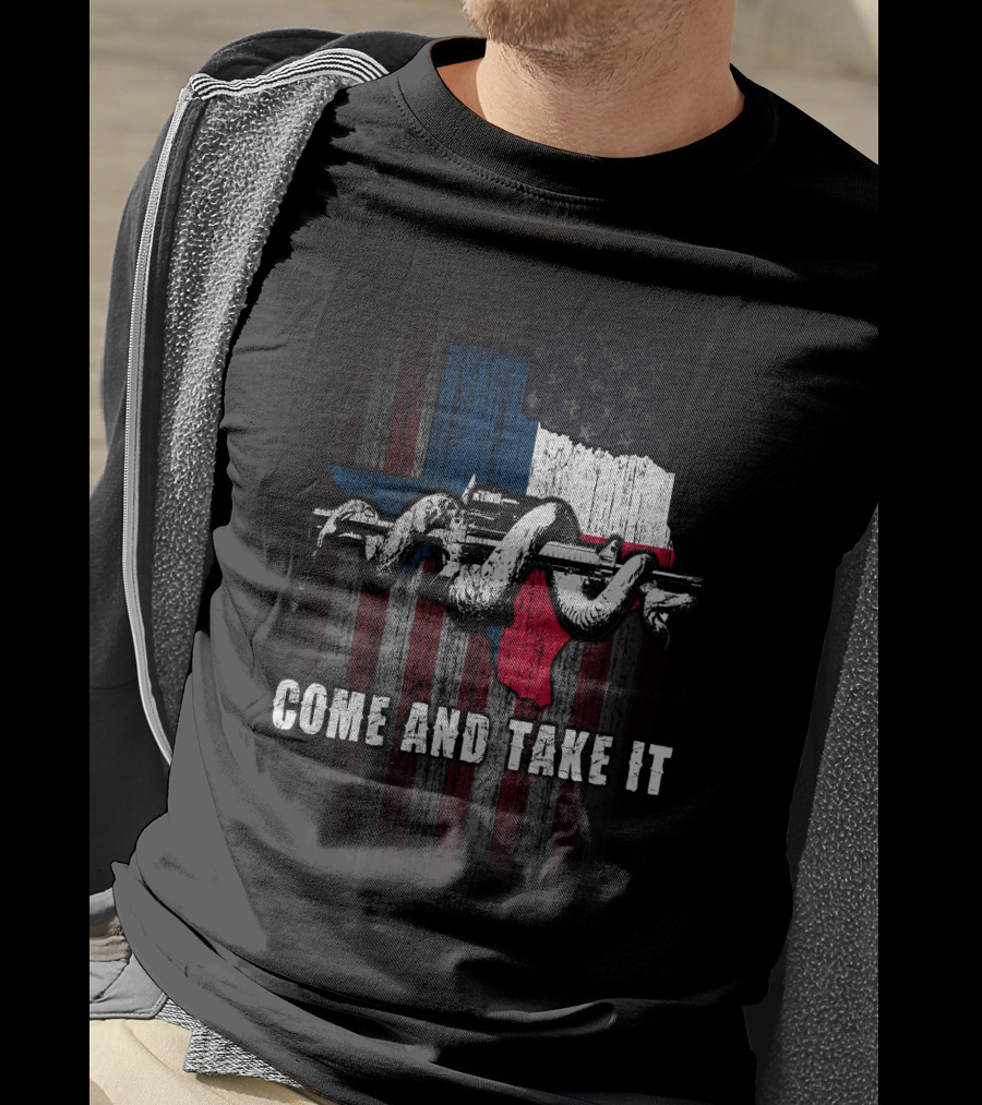 Come And Take It Snake Rifle Texas Flag American Flag T-Shirt