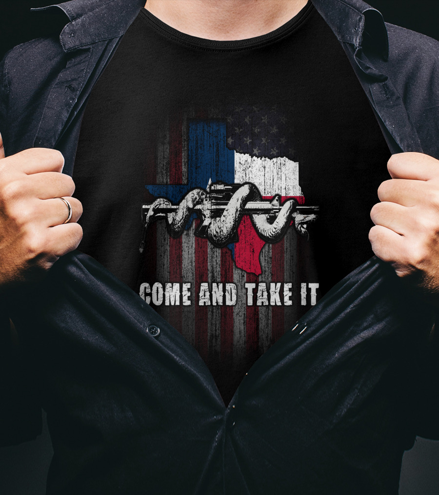 Come And Take It Snake Rifle Texas Flag American Flag T-Shirt