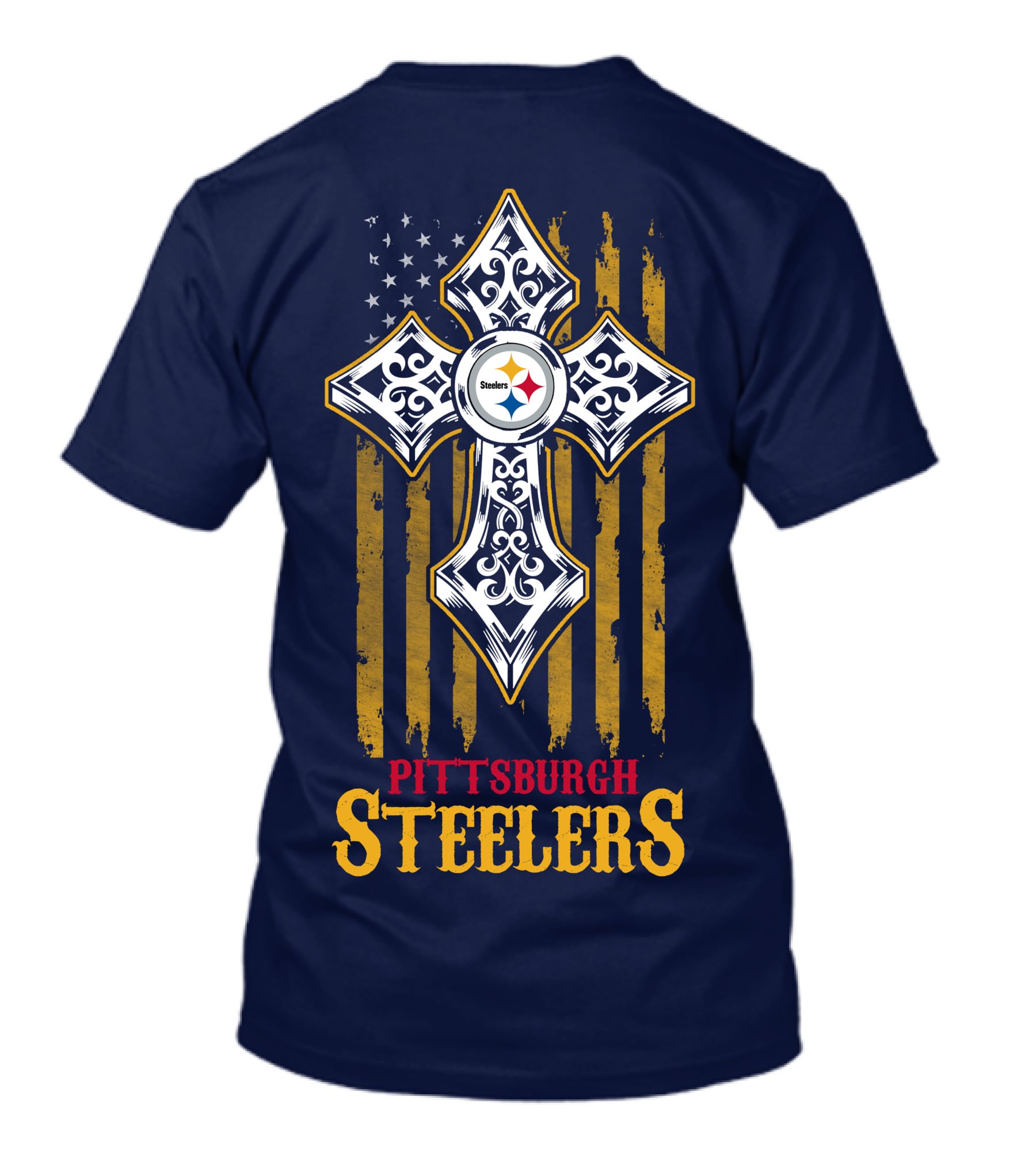 Pittsburgh Steelers Cross American Flag T-Shirt