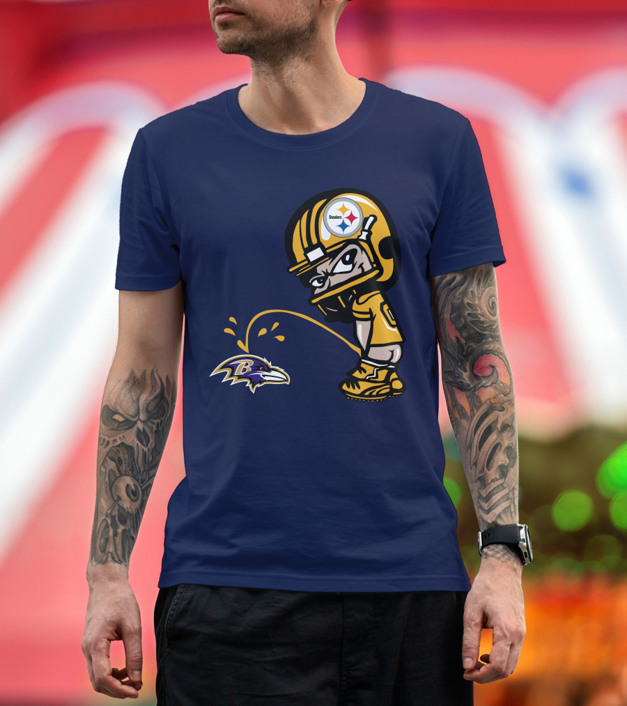 Steelers Vs. Ravens Rivalry Cartoon Helmet T-Shirt