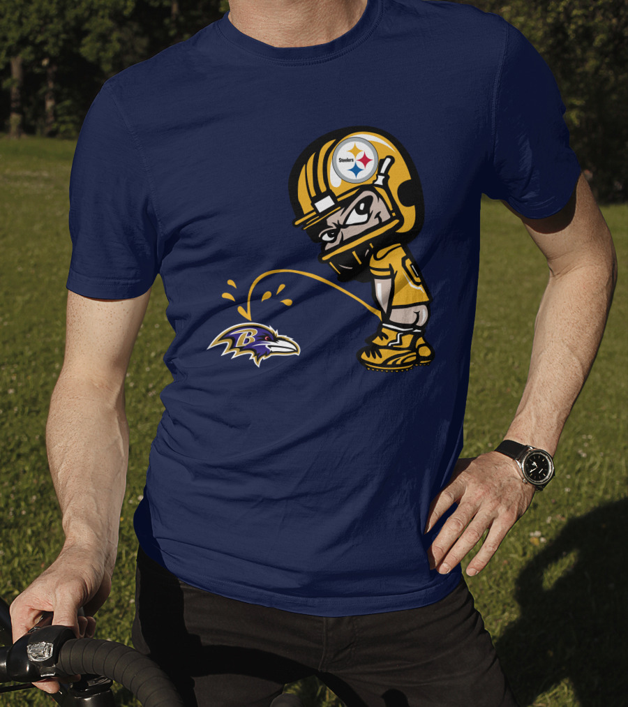 Steelers Vs. Ravens Rivalry Cartoon Helmet T-Shirt