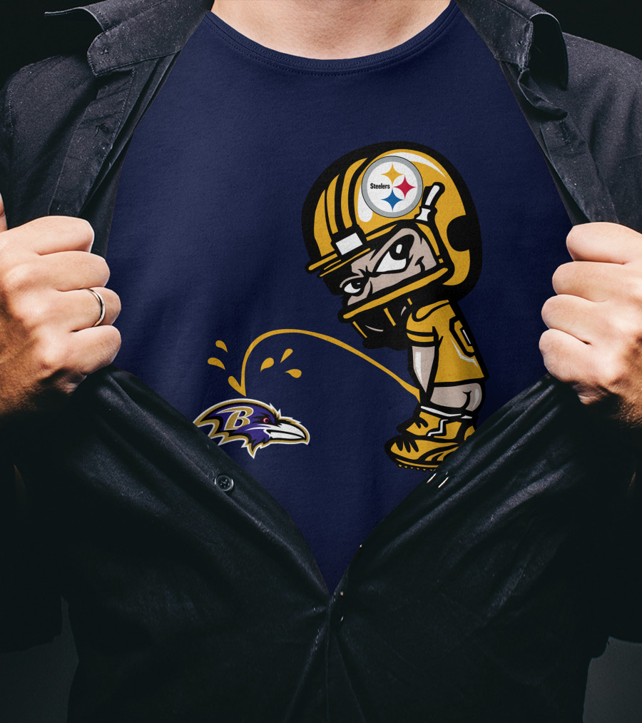 Steelers Vs. Ravens Rivalry Cartoon Helmet T-Shirt