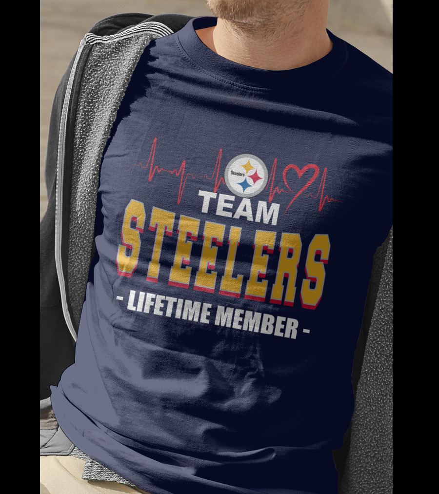 Team Steelers Lifetime Member Pittsburgh Steelers Heartbeat T-Shirt
