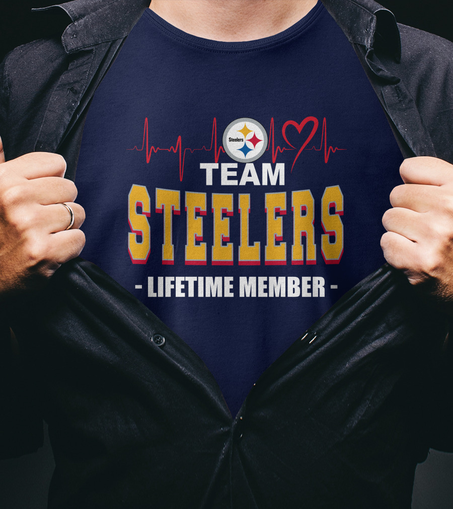 Team Steelers Lifetime Member Pittsburgh Steelers Heartbeat T-Shirt