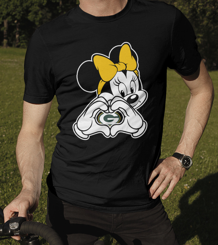 Minnie Mouse Green Bay Packers Heart Hands T-Shirt