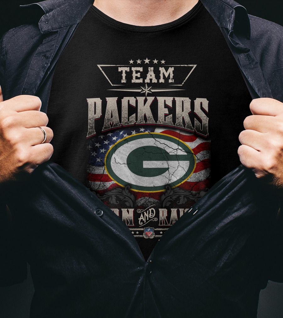 Team Packers Born And Raised Usa Flag Nfl T-Shirt