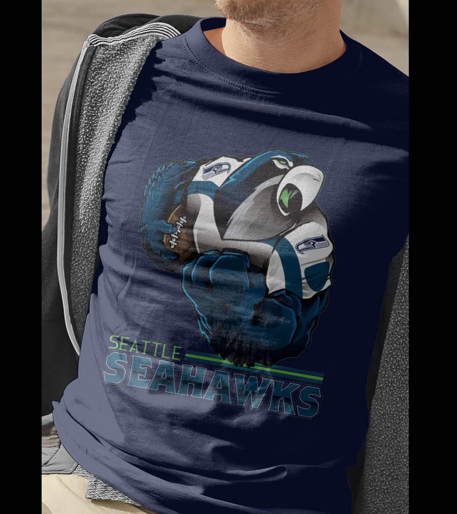 Seattle Seahawks Powerful Mascot With Football Iconic Team Spirit T-Shirt