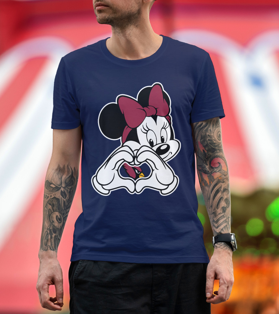 Minnie Mouse Heart Hands Arizona Cardinals T-Shirt