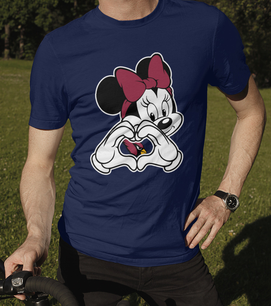 Minnie Mouse Heart Hands Arizona Cardinals T-Shirt