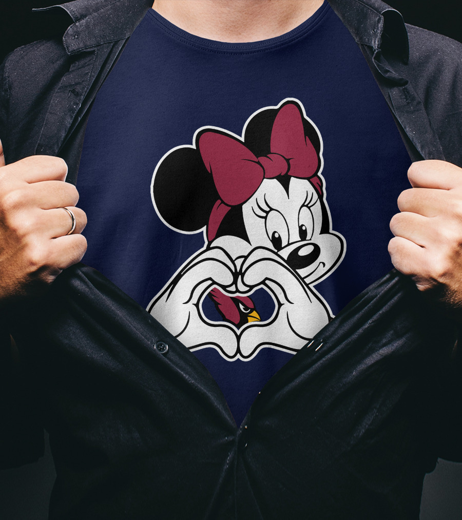 Minnie Mouse Heart Hands Arizona Cardinals T-Shirt