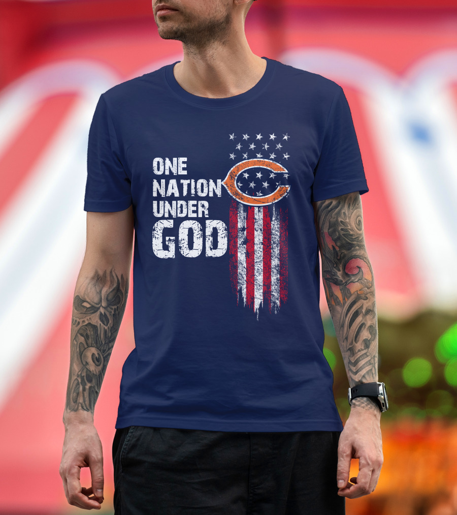 One Nation Under God Chicago Bears American Flag T-Shirt