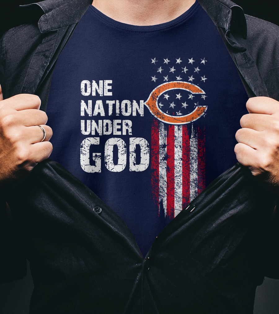 One Nation Under God Chicago Bears American Flag T-Shirt