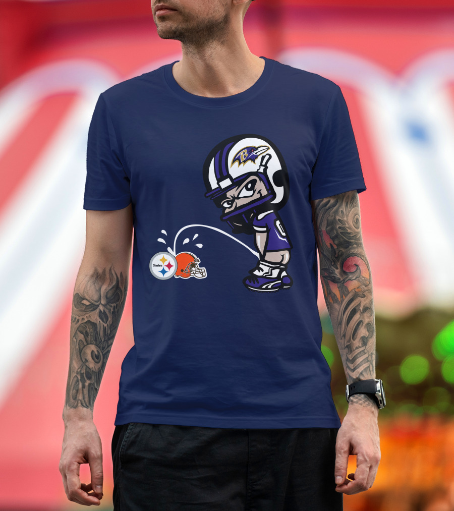 Baltimore Ravens Rivalry Mock Pittsburgh Steelers Cleveland Browns Helmets T-Shirt