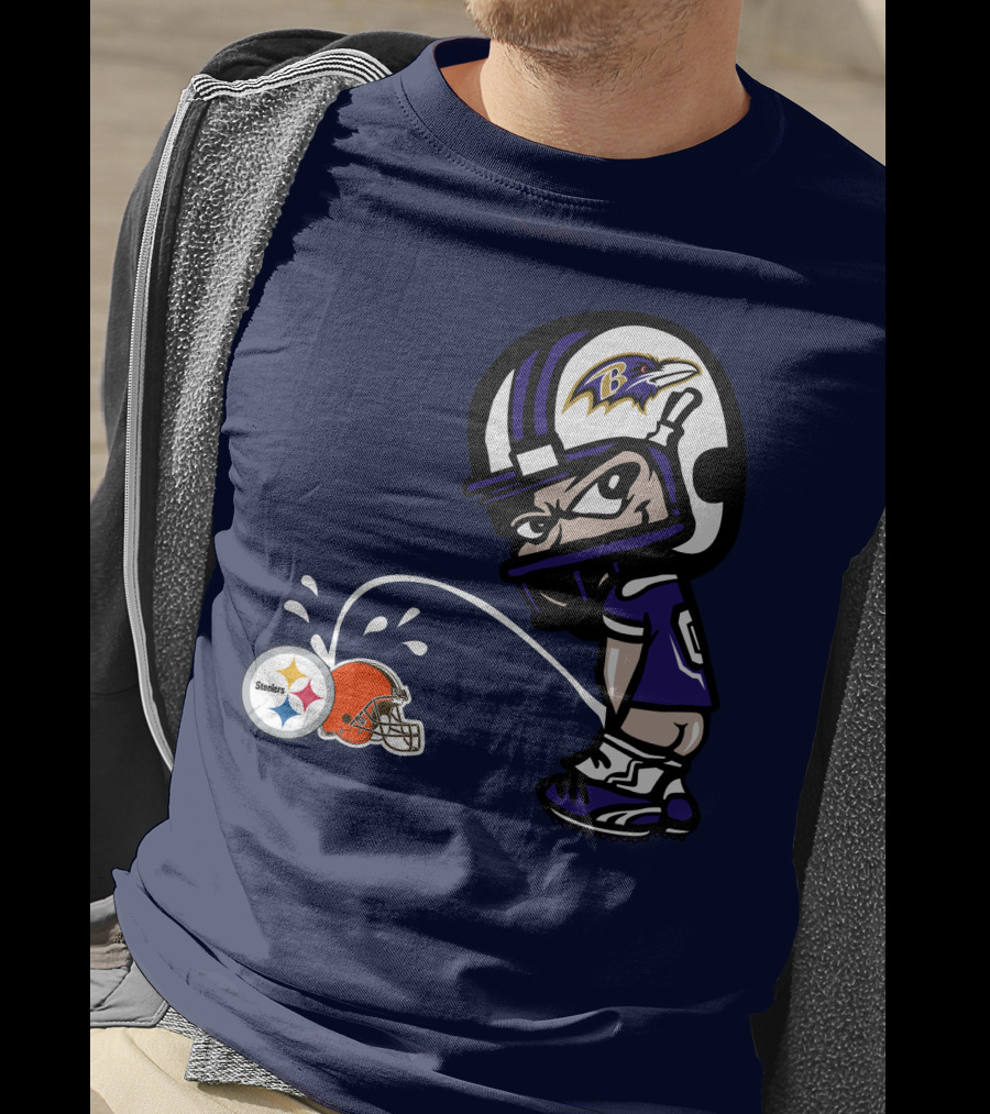 Baltimore Ravens Rivalry Mock Pittsburgh Steelers Cleveland Browns Helmets T-Shirt