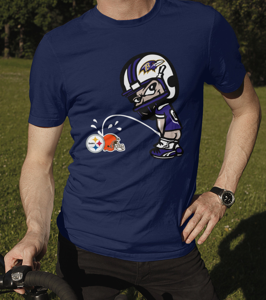 Baltimore Ravens Rivalry Mock Pittsburgh Steelers Cleveland Browns Helmets T-Shirt