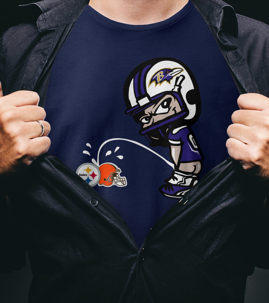 Baltimore Ravens Rivalry Mock Pittsburgh Steelers Cleveland Browns Helmets T-Shirt