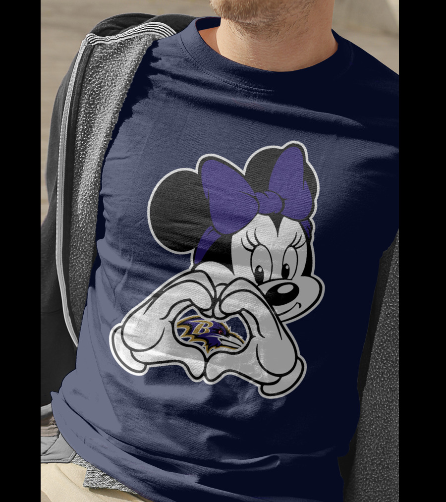 Baltimore Ravens Minnie Mouse Heart Hands T-Shirt